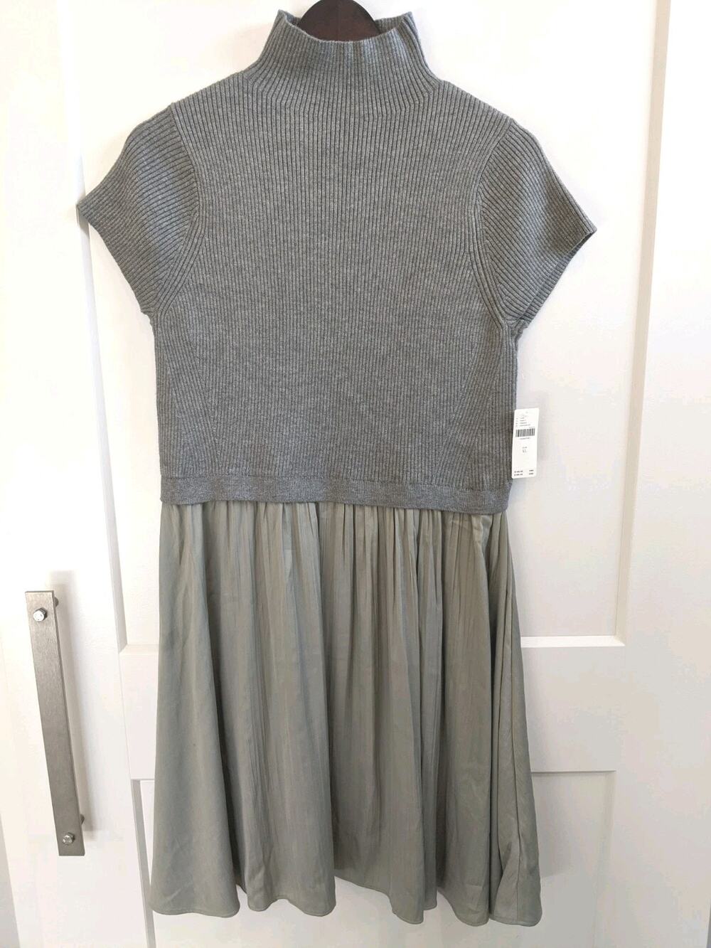 Anthropologie Thea Twofer Mini Dress Short Sleeve Gray/Green XL NWT